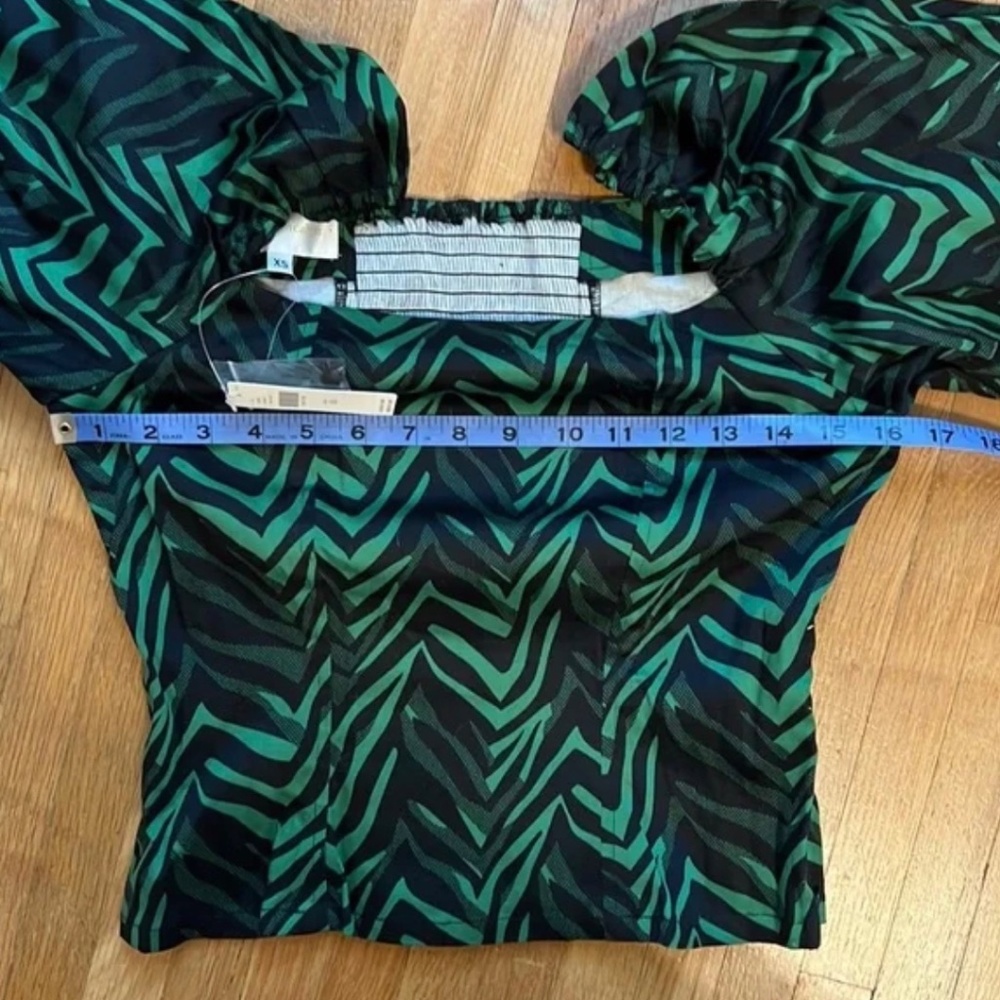 NEW Anthropologie Corey Lynn Calter Emerald Green Black Puff Statement Sleeve XS - Picture 9 of 11